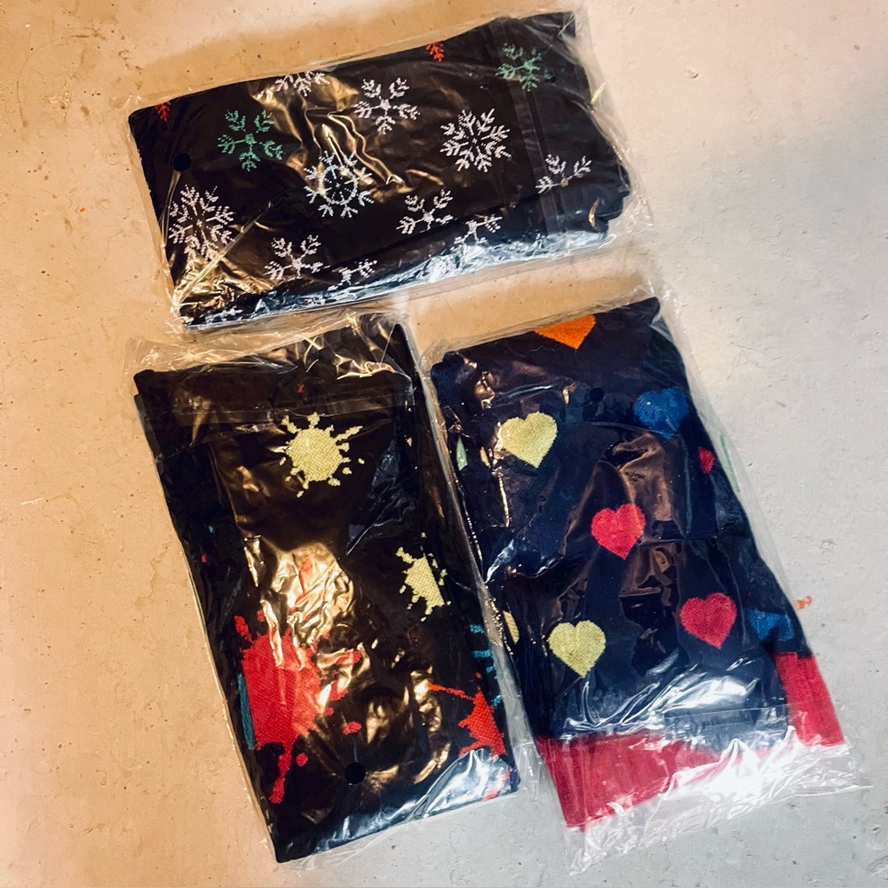 Compression Socks L/XL – Cute Patterns! Hearts, Snowflakes, & Paint Splatters